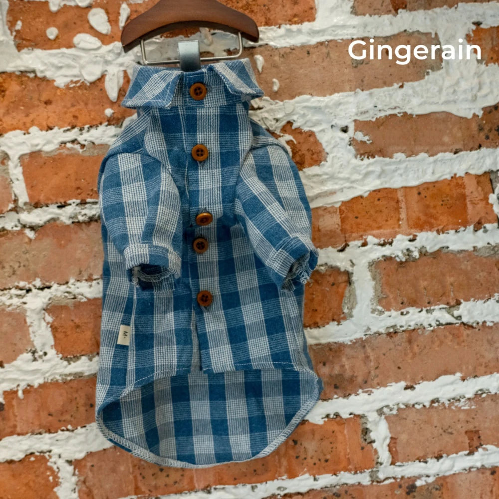 Sphynx Hairless Cat Spring and Summer Blue Plaid Shirt