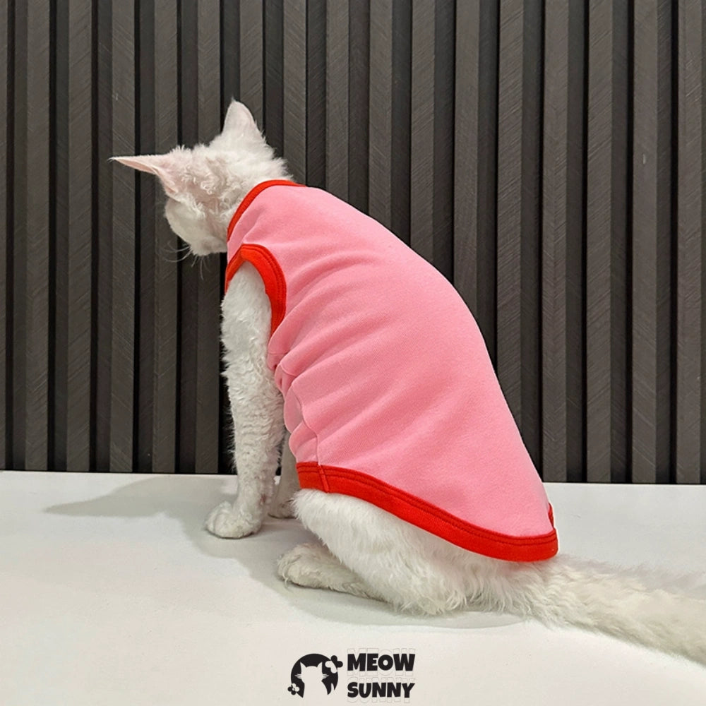 Sphynx Hairless Cat Summer Cotton Red T-Shirts Cat Vest Pet Clothes