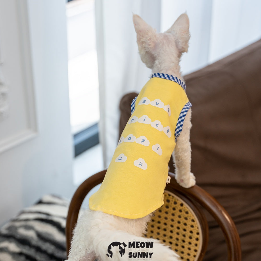 Sphynx Hairless Cat Summer Cotton Yellow T-Shirts Cat Vest Pet Clothes
