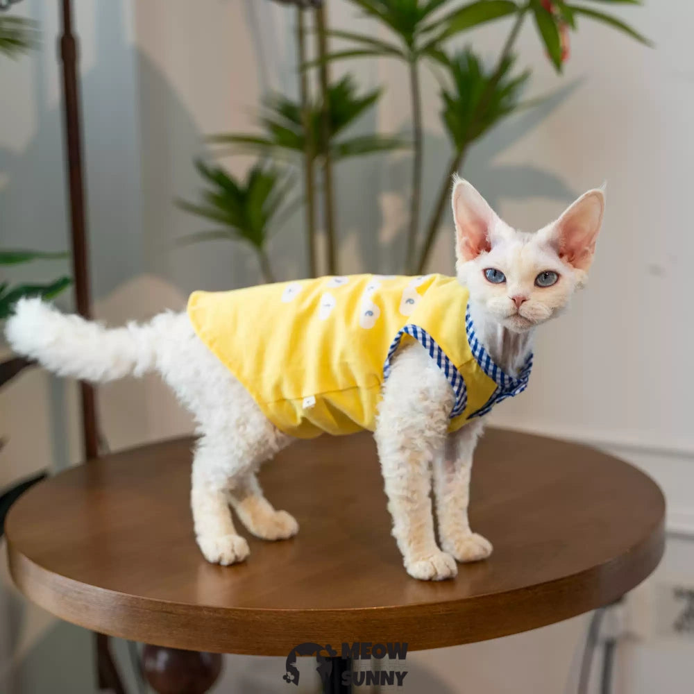 Sphynx Hairless Cat Summer Cotton Yellow T-Shirts Cat Vest Pet Clothes