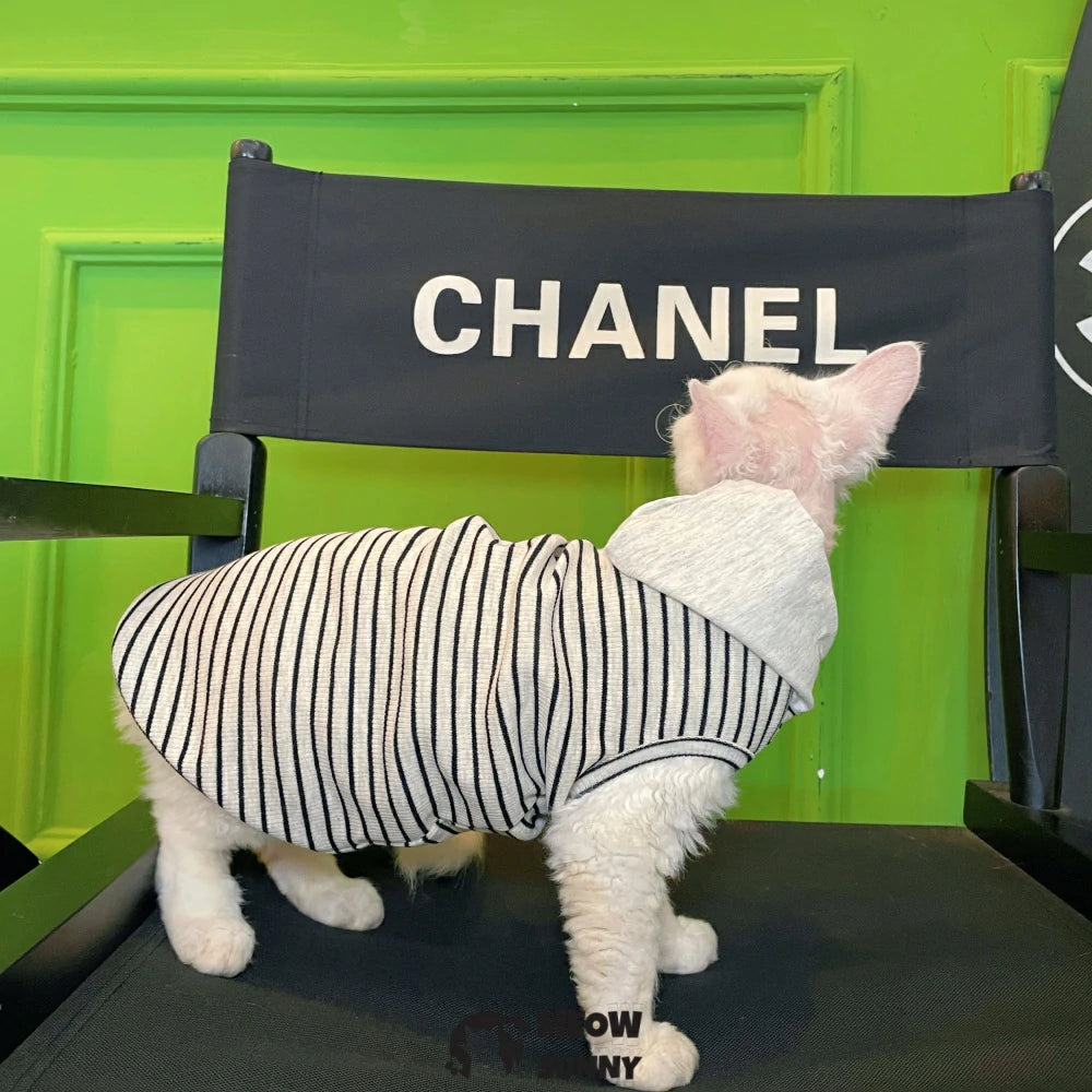 Sphynx Hairless Cat Summer Lightweight Cool Striped Hoodie