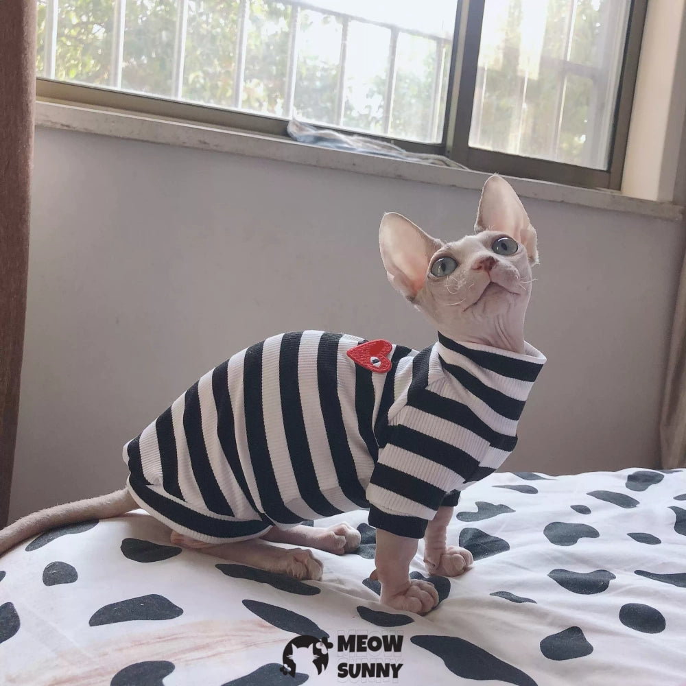 Sphynx Sleeveless Bodysuit Elastic Hairless Cat Black&white sweater