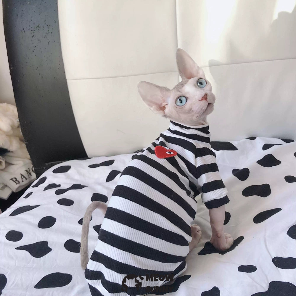 Sphynx Sleeveless Bodysuit Elastic Hairless Cat Black&white sweater