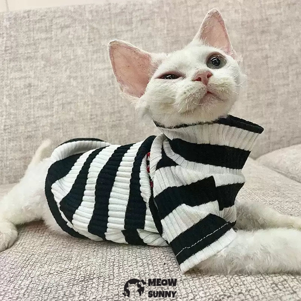 Sphynx Sleeveless Bodysuit Elastic Hairless Cat Black&white sweater