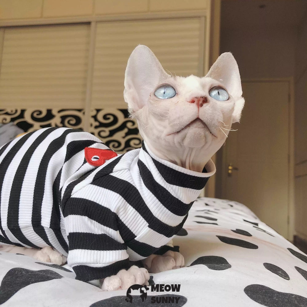 Sphynx Sleeveless Bodysuit Elastic Hairless Cat Black&white sweater