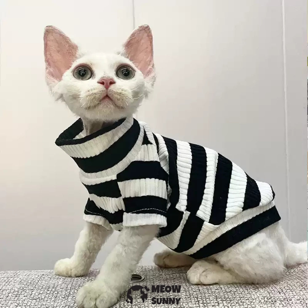 Sphynx Sleeveless Bodysuit Elastic Hairless Cat Black&white sweater