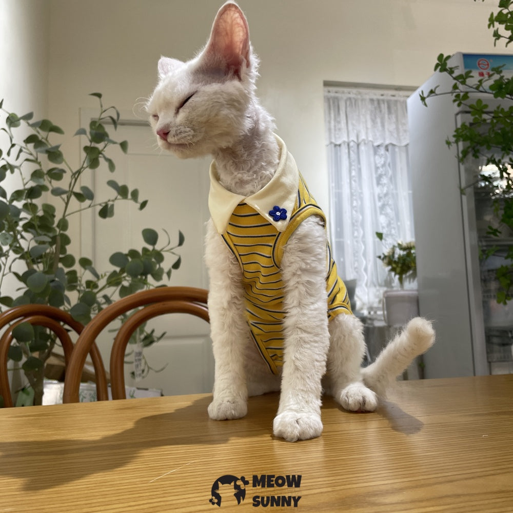 Sphynx Sleeveless Bodysuit Elastic Hairless Cat Yellow Clothes