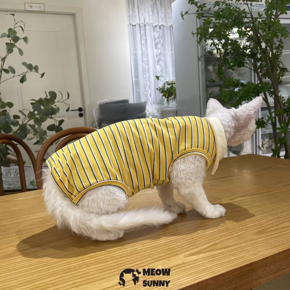Sphynx Sleeveless Bodysuit Elastic Hairless Cat Yellow Clothes