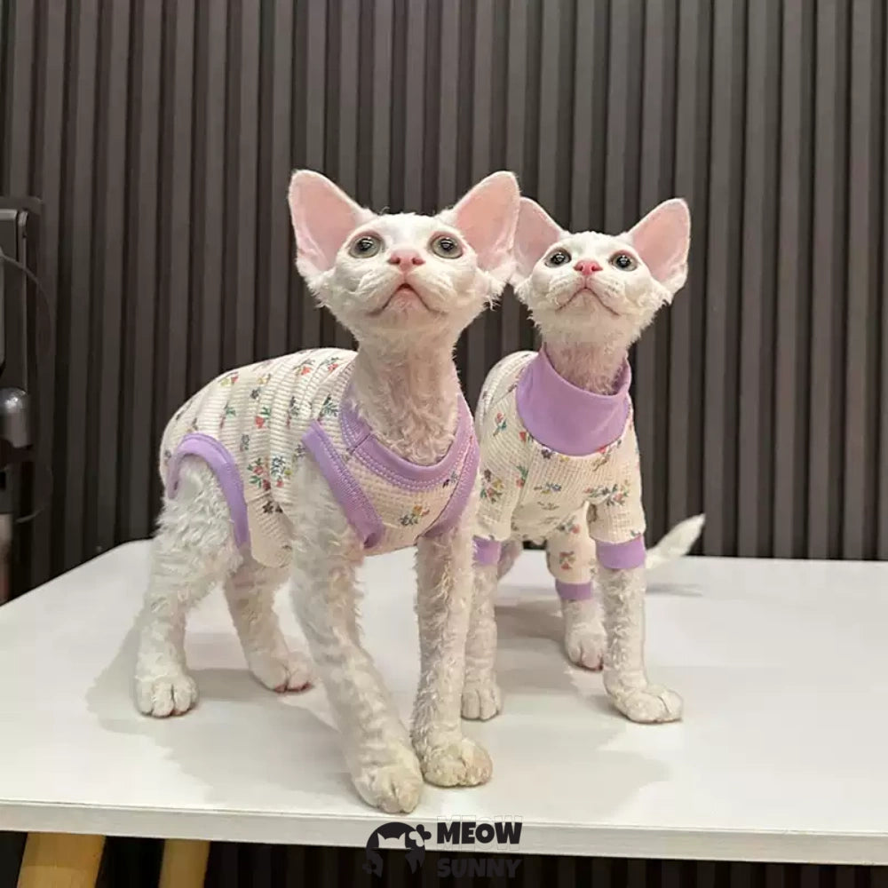 Sphynx Sleeveless Bodysuit Elastic Hairless Cute Flowers Cat Clothes