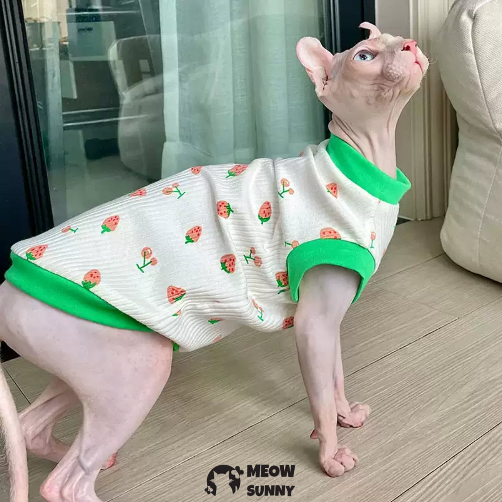Sphynx Sleeveless Bodysuit Elastic Hairless Cute pattern Cat Clothes
