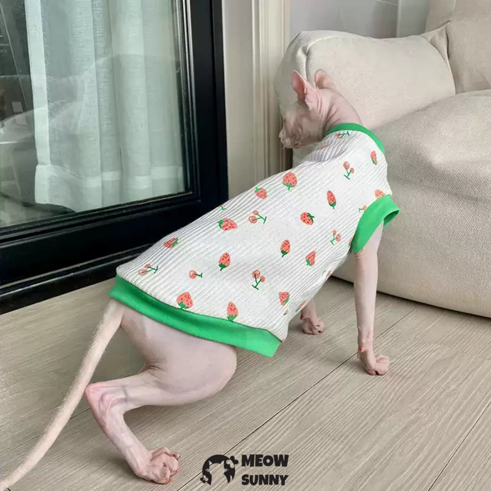 Sphynx Sleeveless Bodysuit Elastic Hairless Cute pattern Cat Clothes