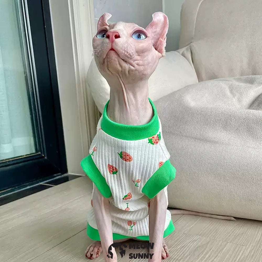 Sphynx Sleeveless Bodysuit Elastic Hairless Cute pattern Cat Clothes