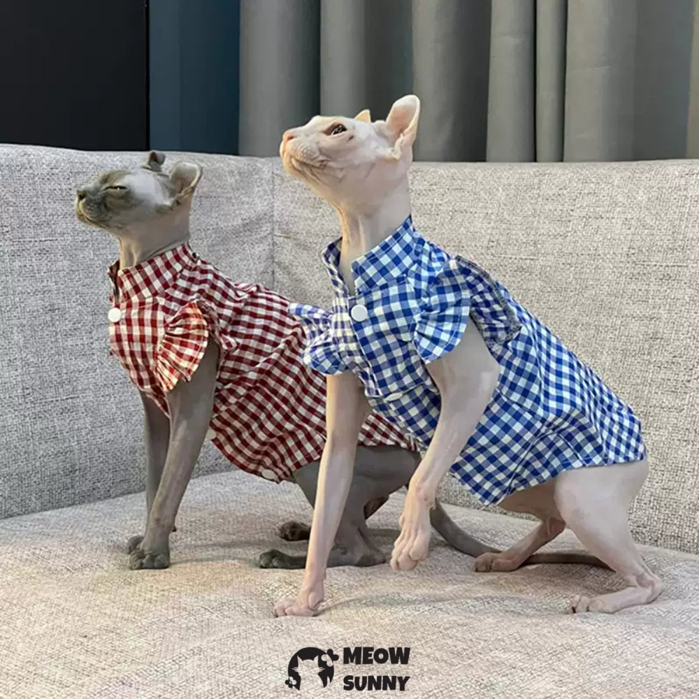 Sphynx Hairless Cat Clothes Breathable Floral Print Dress