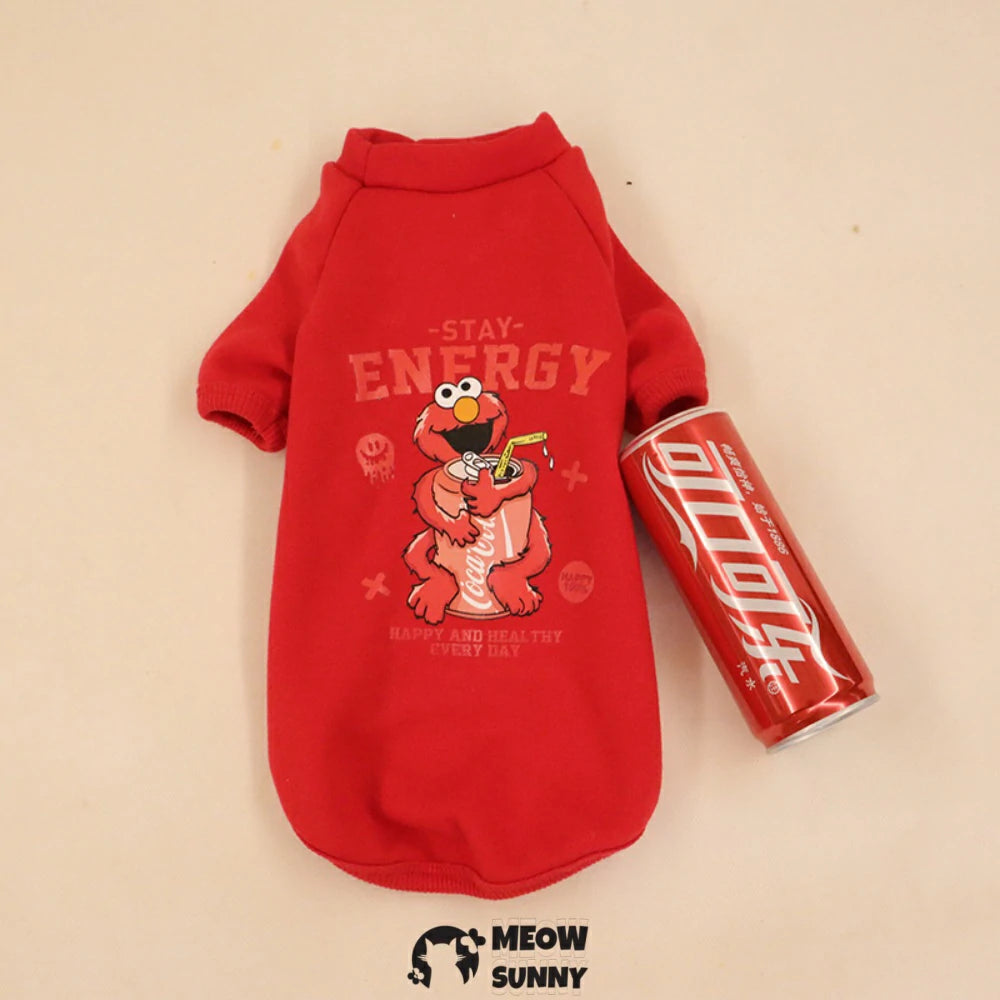 Sphynx hairless cat clothes cartoon sticker plus velvet warm sweatshirt