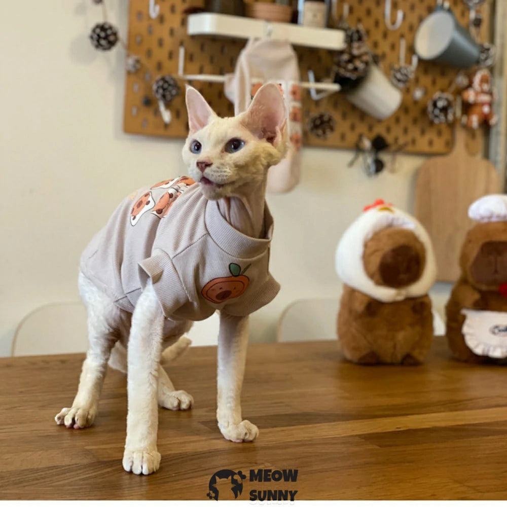 Spring and summer cat clothes pure cotton T-shirt Capybara bottoming shirt