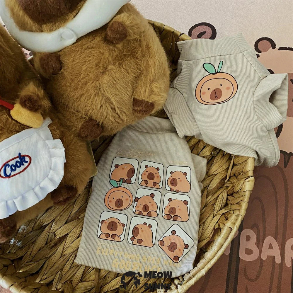 Spring and summer cat clothes pure cotton T-shirt Capybara bottoming shirt