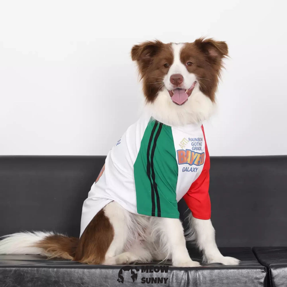 Stylish White Color Block Dog Shirt Premium Polycotton Blend