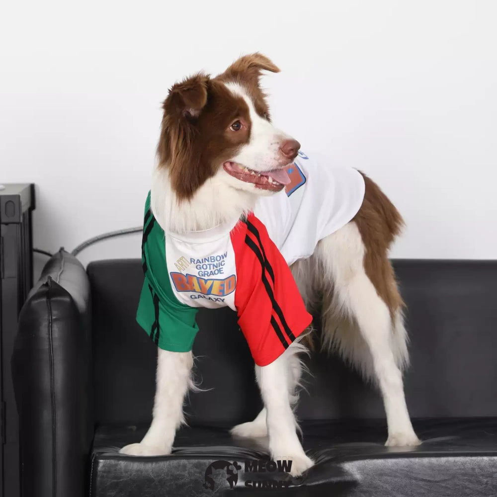 Stylish White Color Block Dog Shirt Premium Polycotton Blend