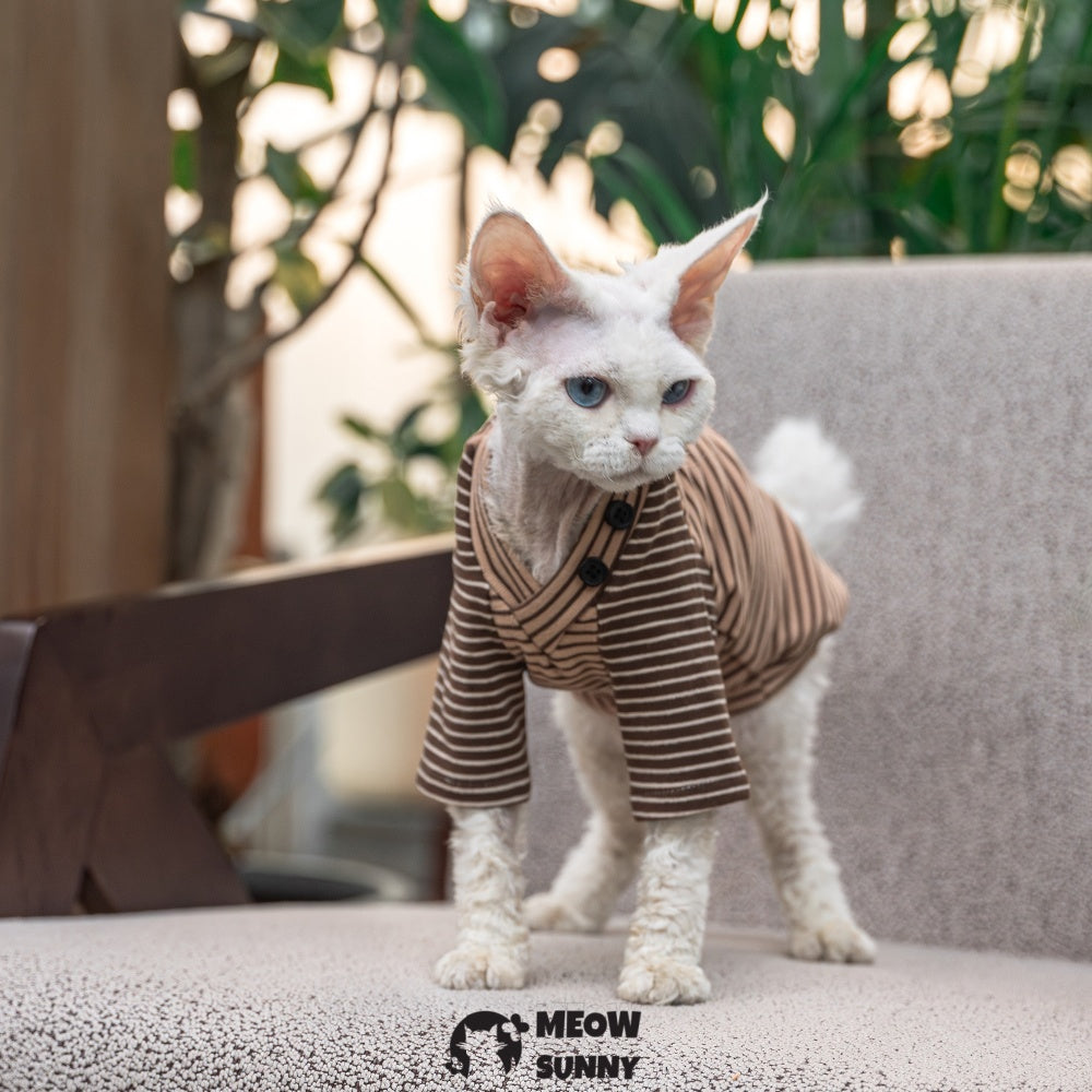 Suitable For Sphynx hairless cat V-neck Brown T-shirt XS-XXL 1-14Lbs