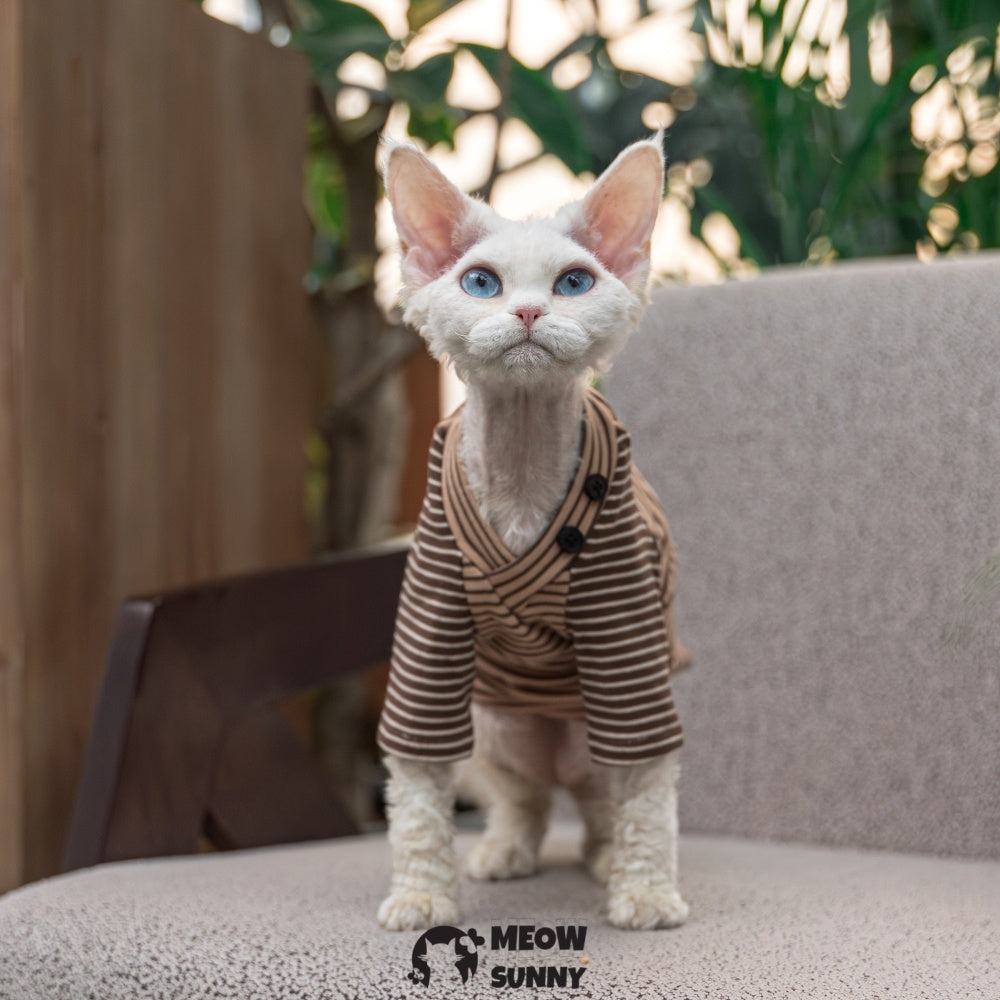 Suitable For Sphynx hairless cat V-neck Brown T-shirt XS-XXL 1-14Lbs