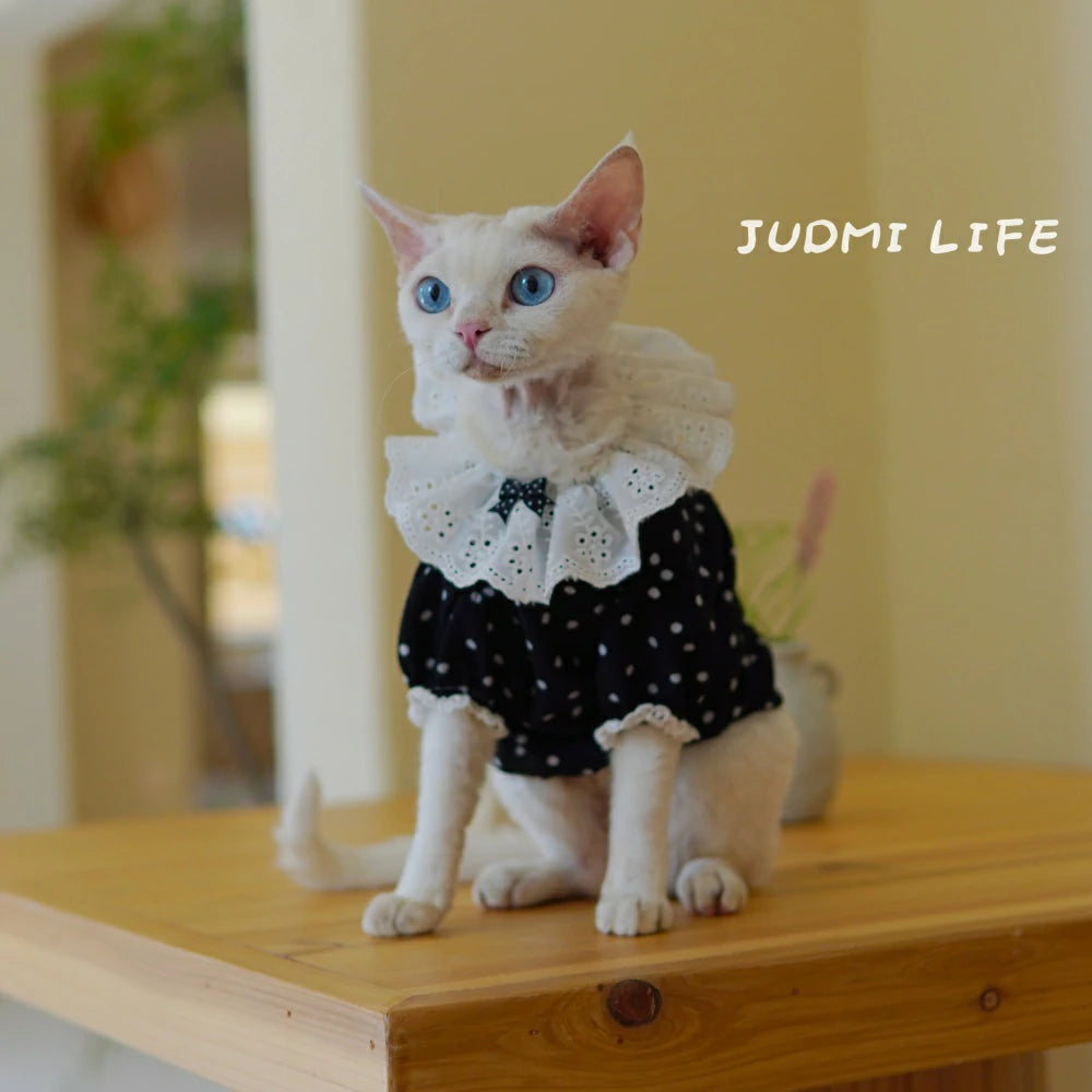 Summer Cat Clothes Black Spots Cute Pet Dress