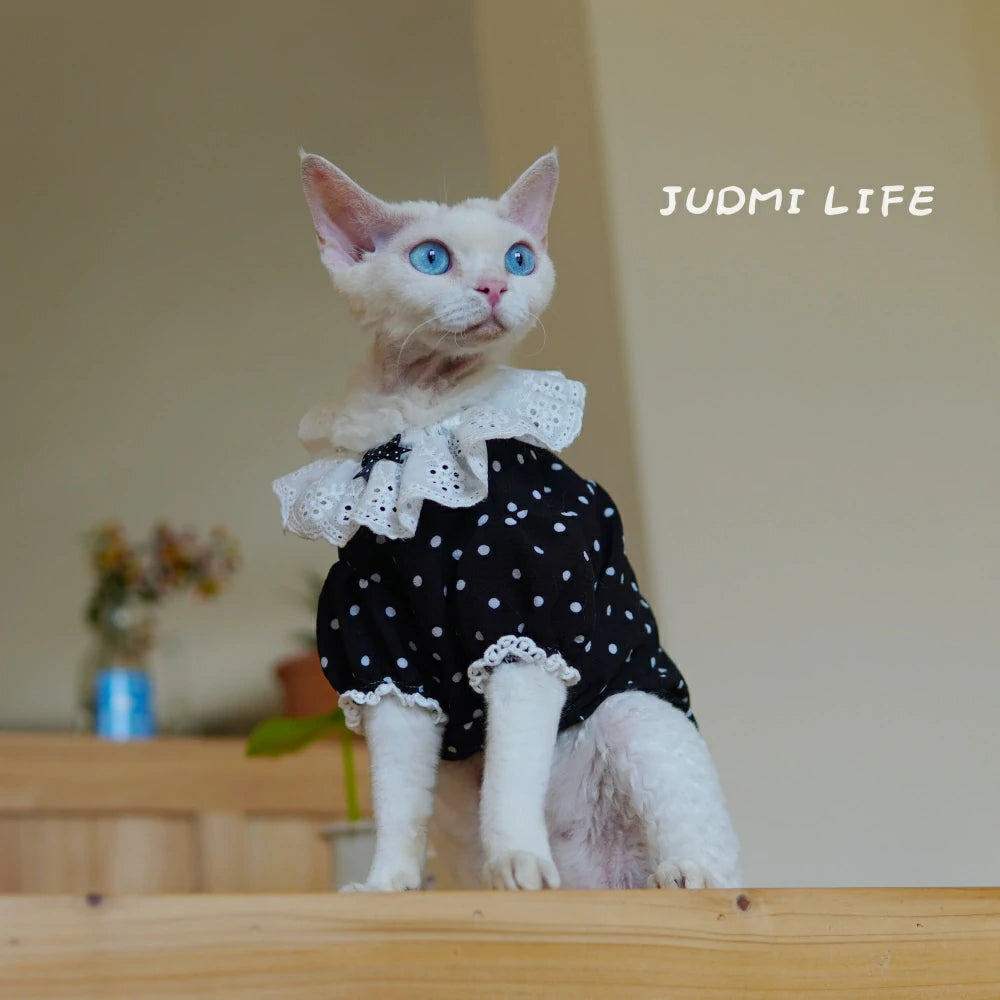 Summer Cat Clothes Black Spots Cute Pet Dress