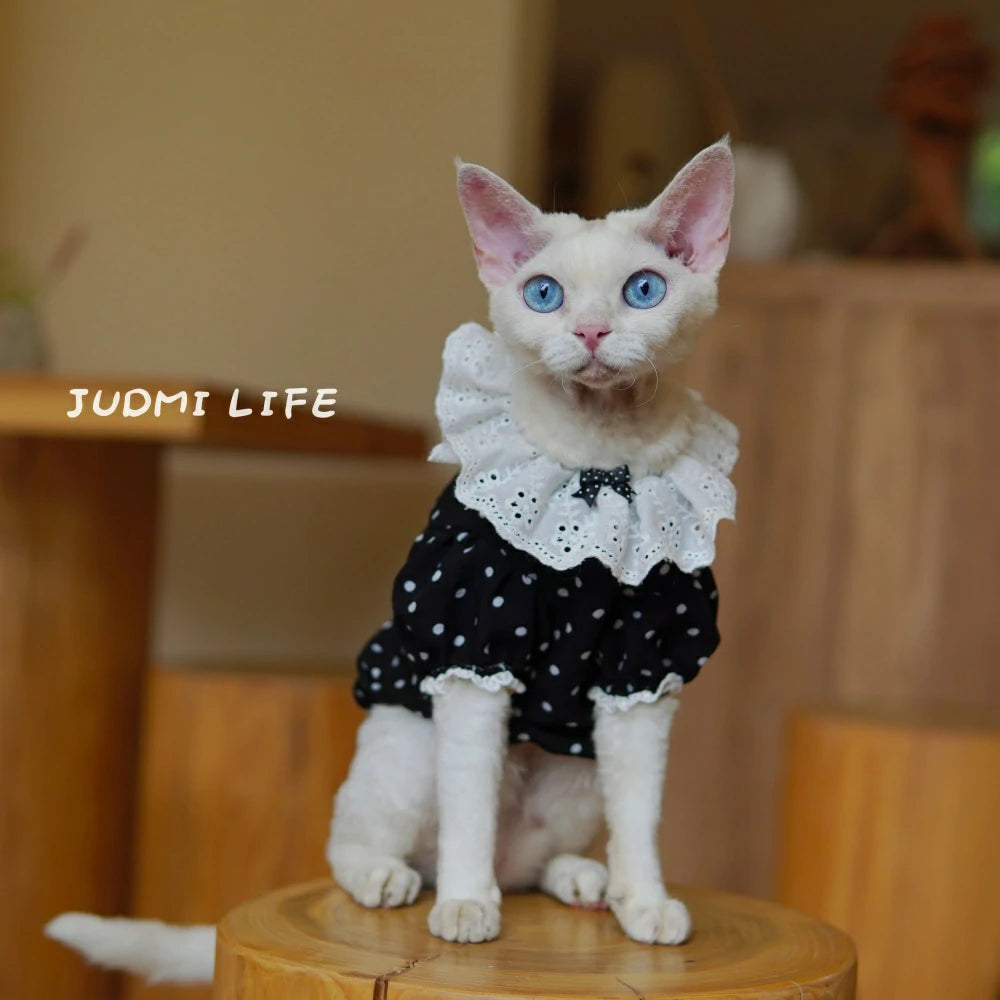 Summer Cat Clothes Black Spots Cute Pet Dress