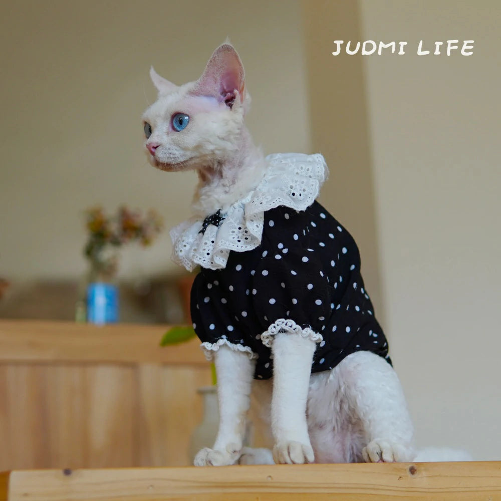 Summer Cat Clothes Black Spots Cute Pet Dress