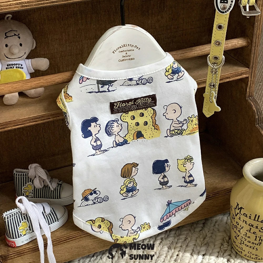 Summer Cheese Cartoon Pattern Open Shoulder Button Puppy Vest