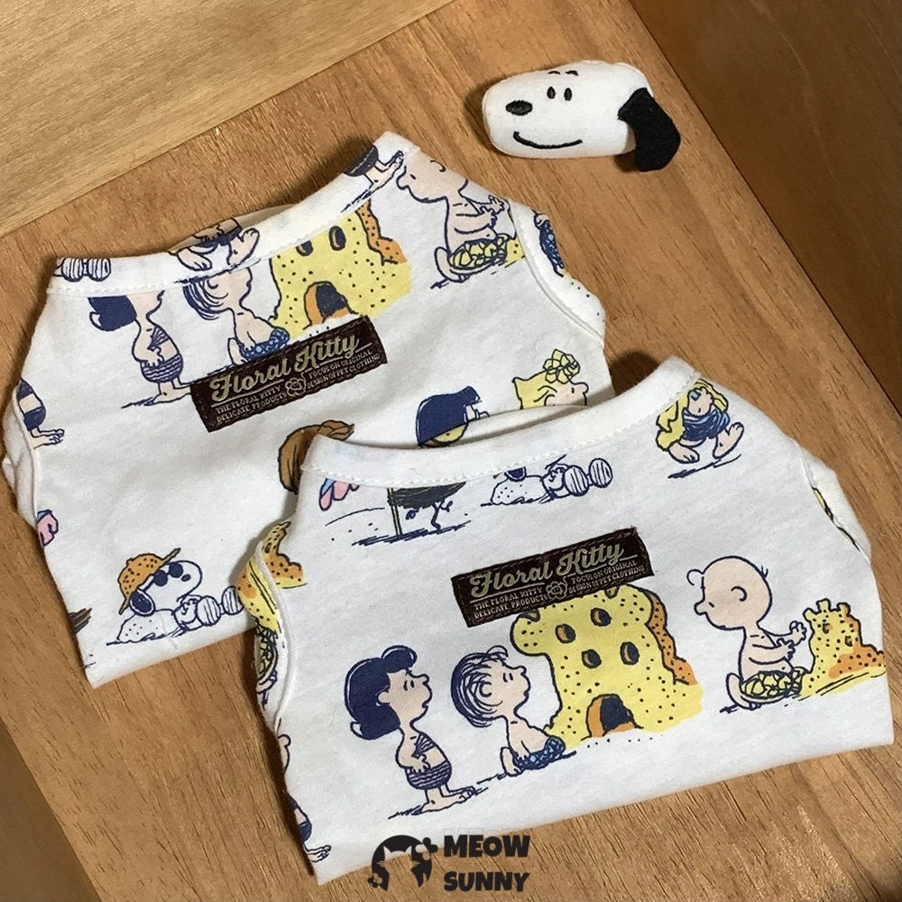 Summer Cheese Cartoon Pattern Open Shoulder Button Puppy Vest