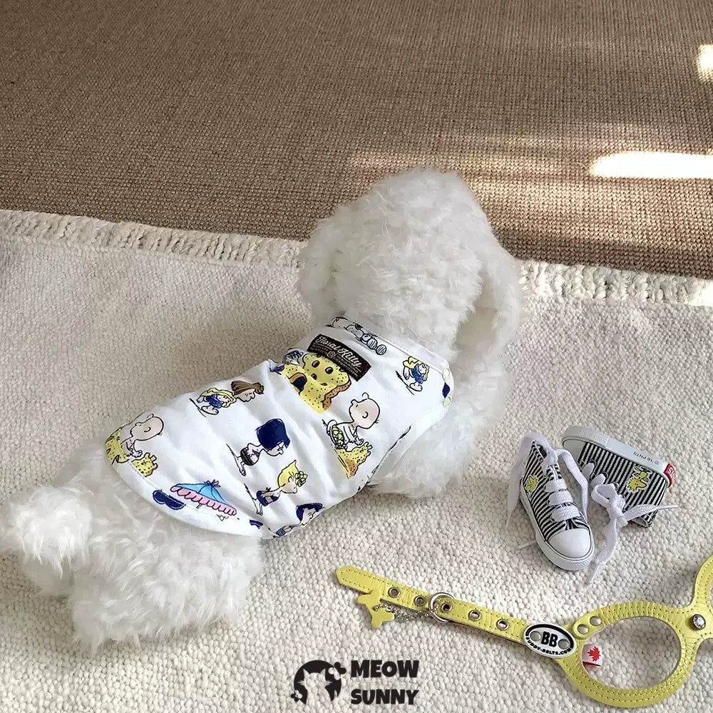 Summer Cheese Cartoon Pattern Open Shoulder Button Puppy Vest