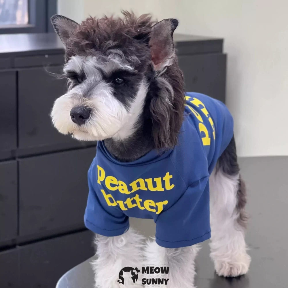 Summer Cotton Navy Blue Dog T-shirt
