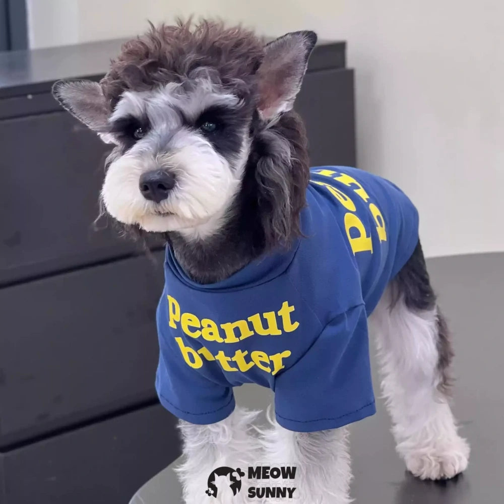 Summer Cotton Navy Blue Dog T-shirt
