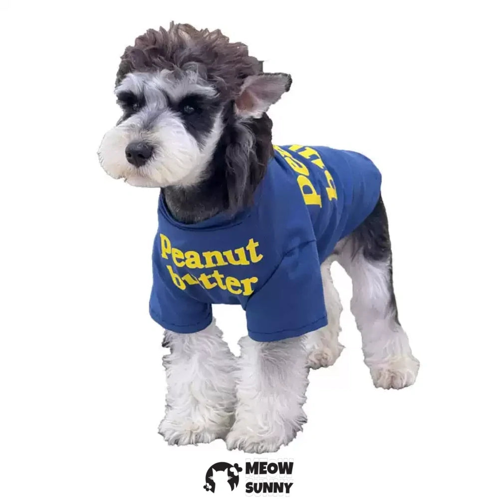 Summer Cotton Navy Blue Dog T-shirt