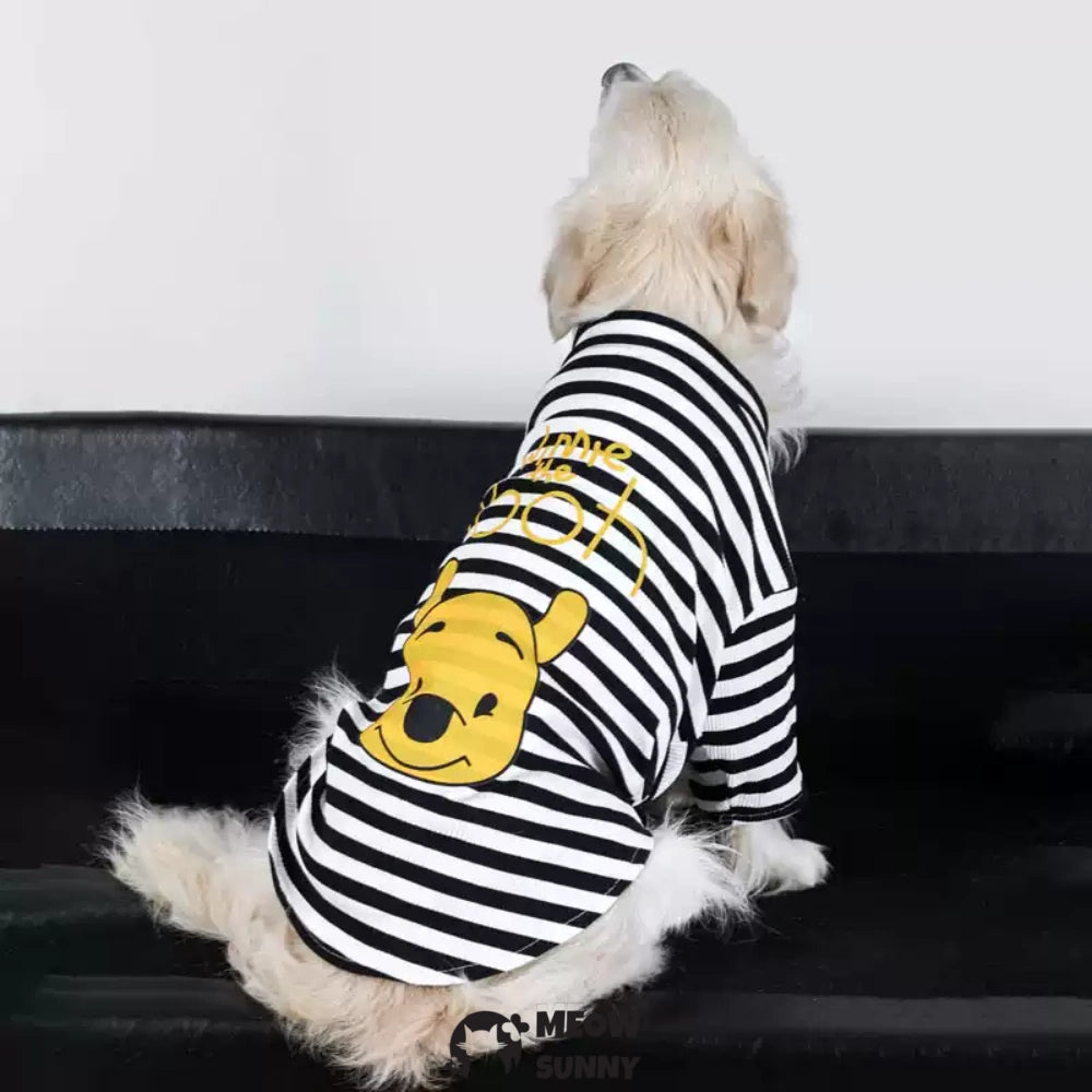 Summer Dog Black White Striped Shirt for Girl Boy