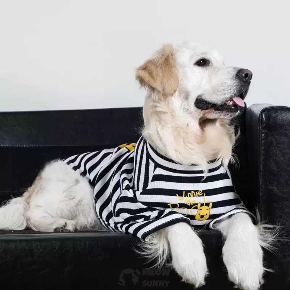 Summer Dog Black White Striped Shirt for Girl Boy