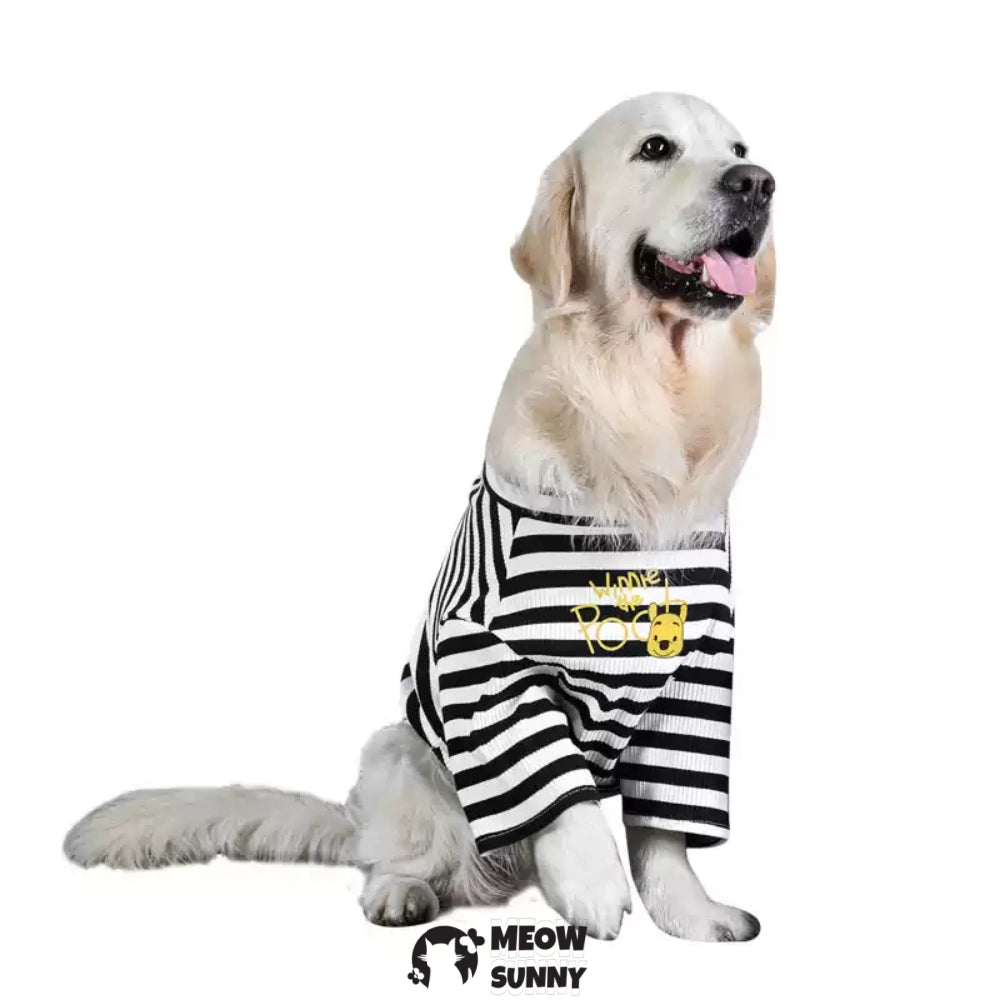 Summer Dog Black White Striped Shirt for Girl Boy