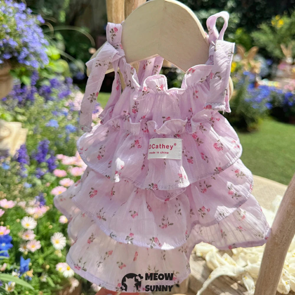 Summer Dog Sleeveless Tiered Layered Cake Dresses with Bow