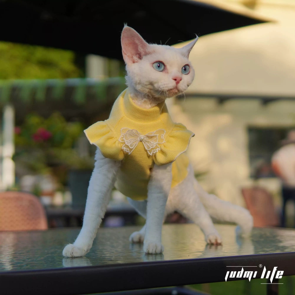 Summer Pajamas Stretchy Cotton Shirts for Hairless Cats,Easy On/Off