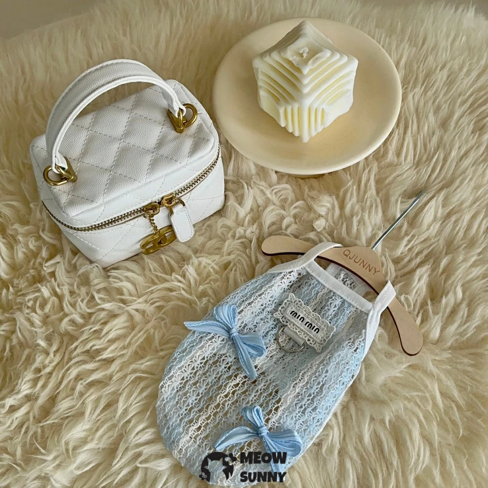 Summer Thin Bowknot Hollow Lace Puppy Camisole