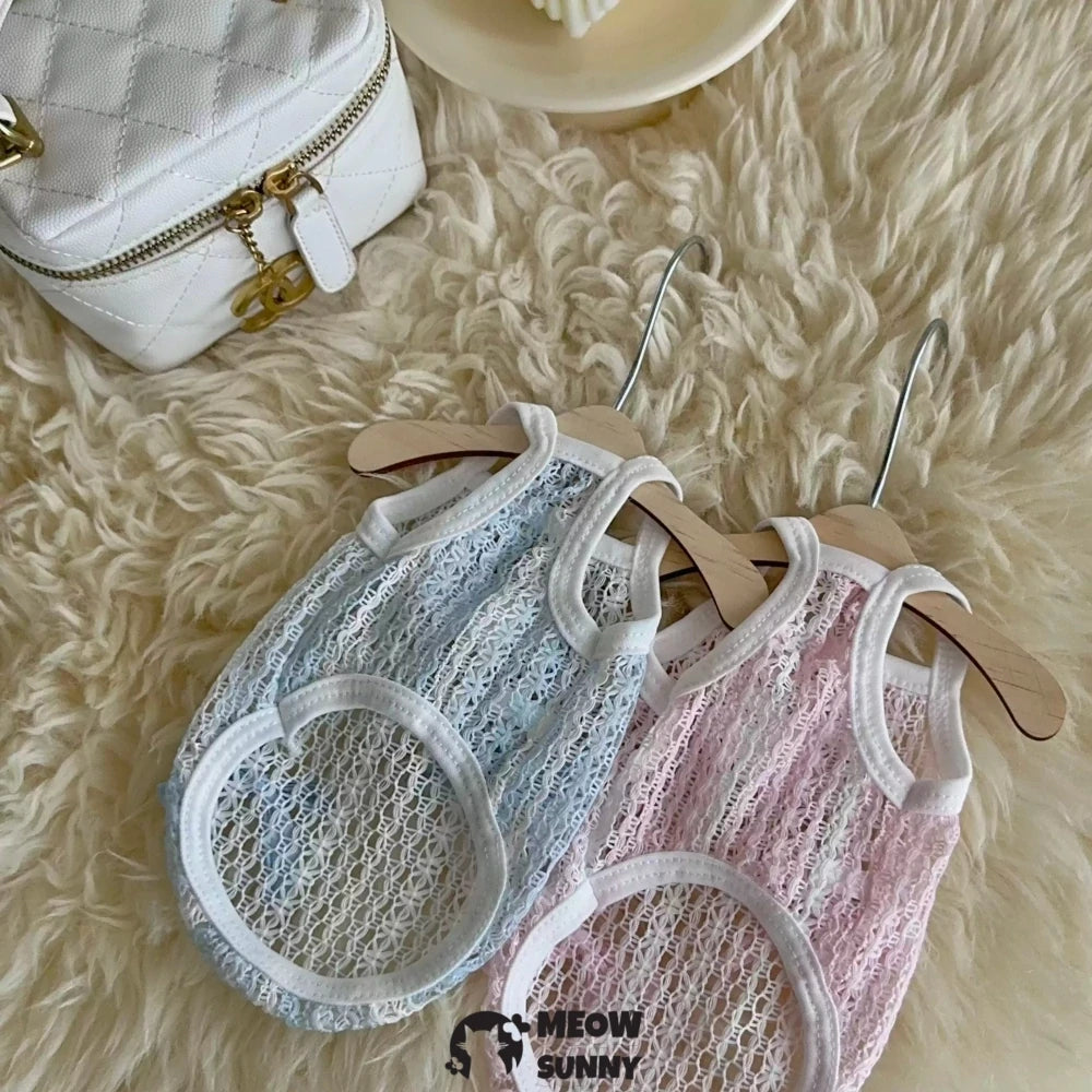 Summer Thin Bowknot Hollow Lace Puppy Camisole
