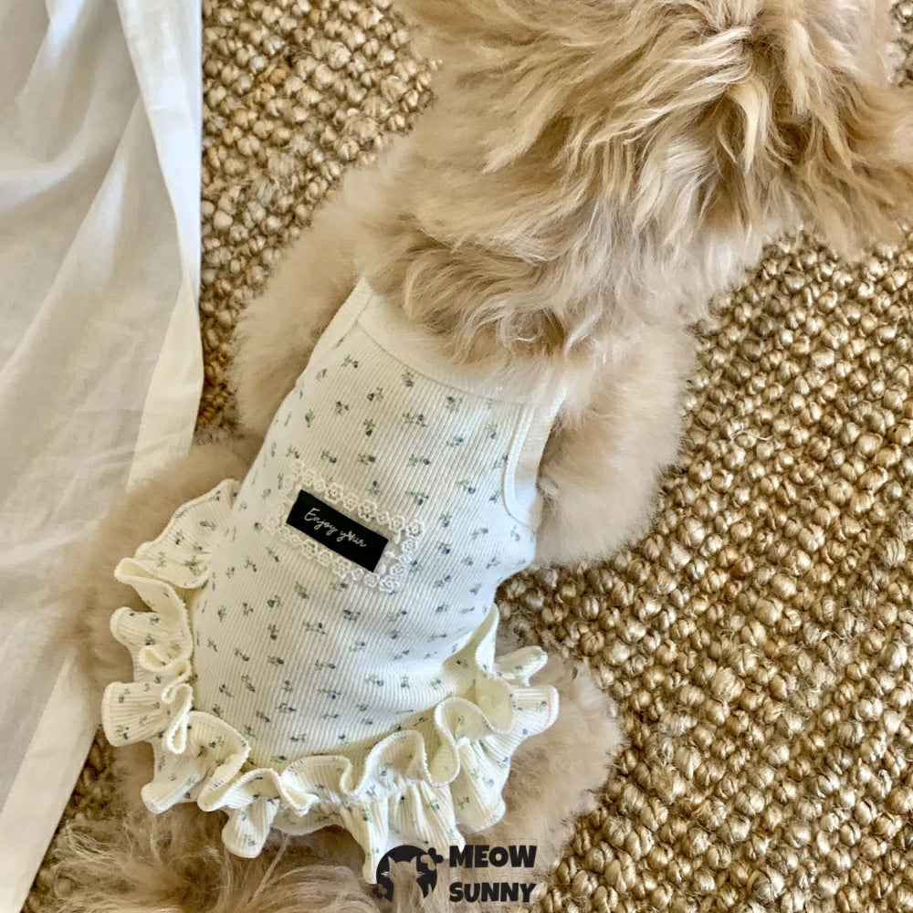 Summer puppy clothes floral sleeveless dress