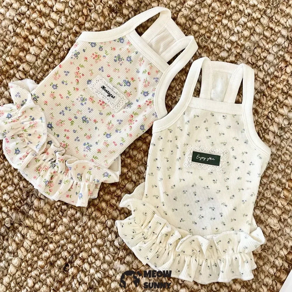 Summer puppy clothes floral sleeveless dress