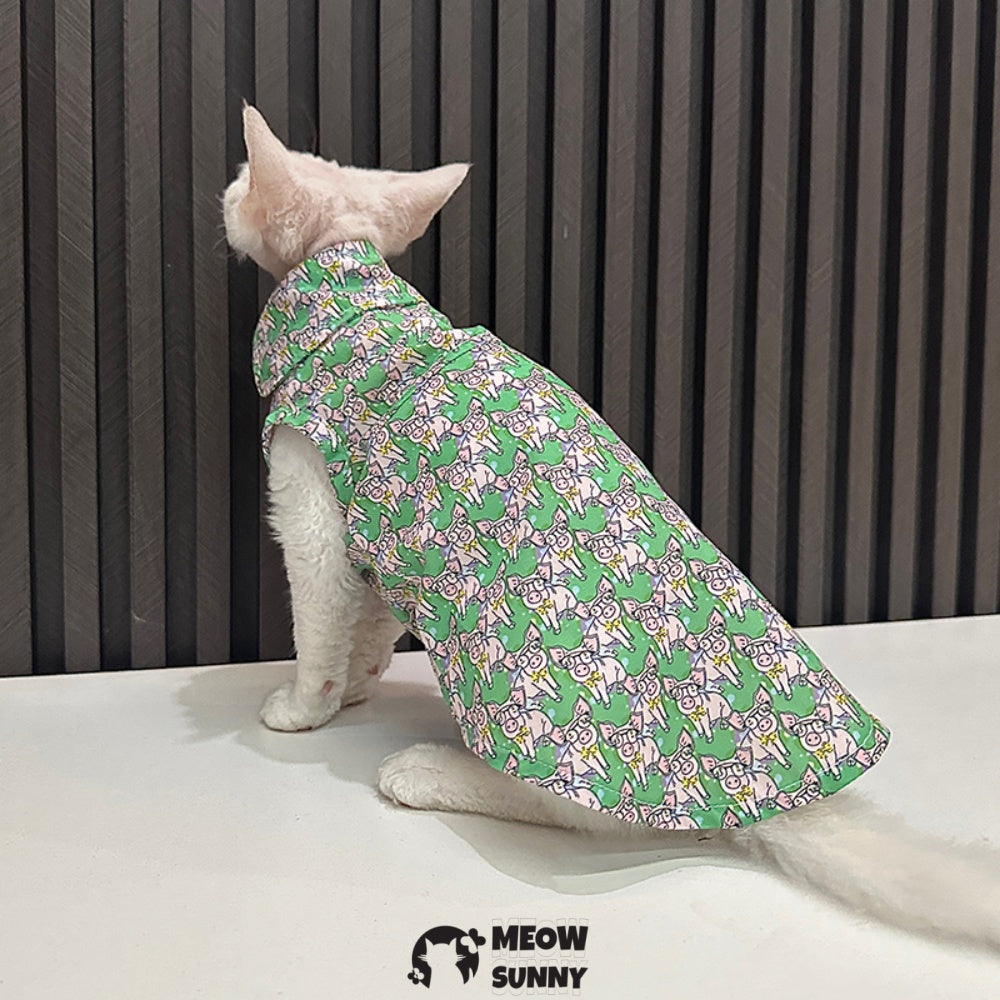 Super Soft Sphynx Cat Shirt Cotton Hairless Kitten cartoon pattern Shirt