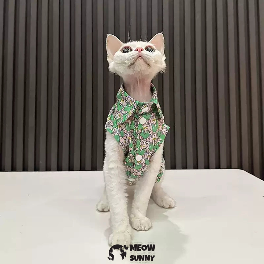 Super Soft Sphynx Cat Shirt Cotton Hairless Kitten cartoon pattern Shirt