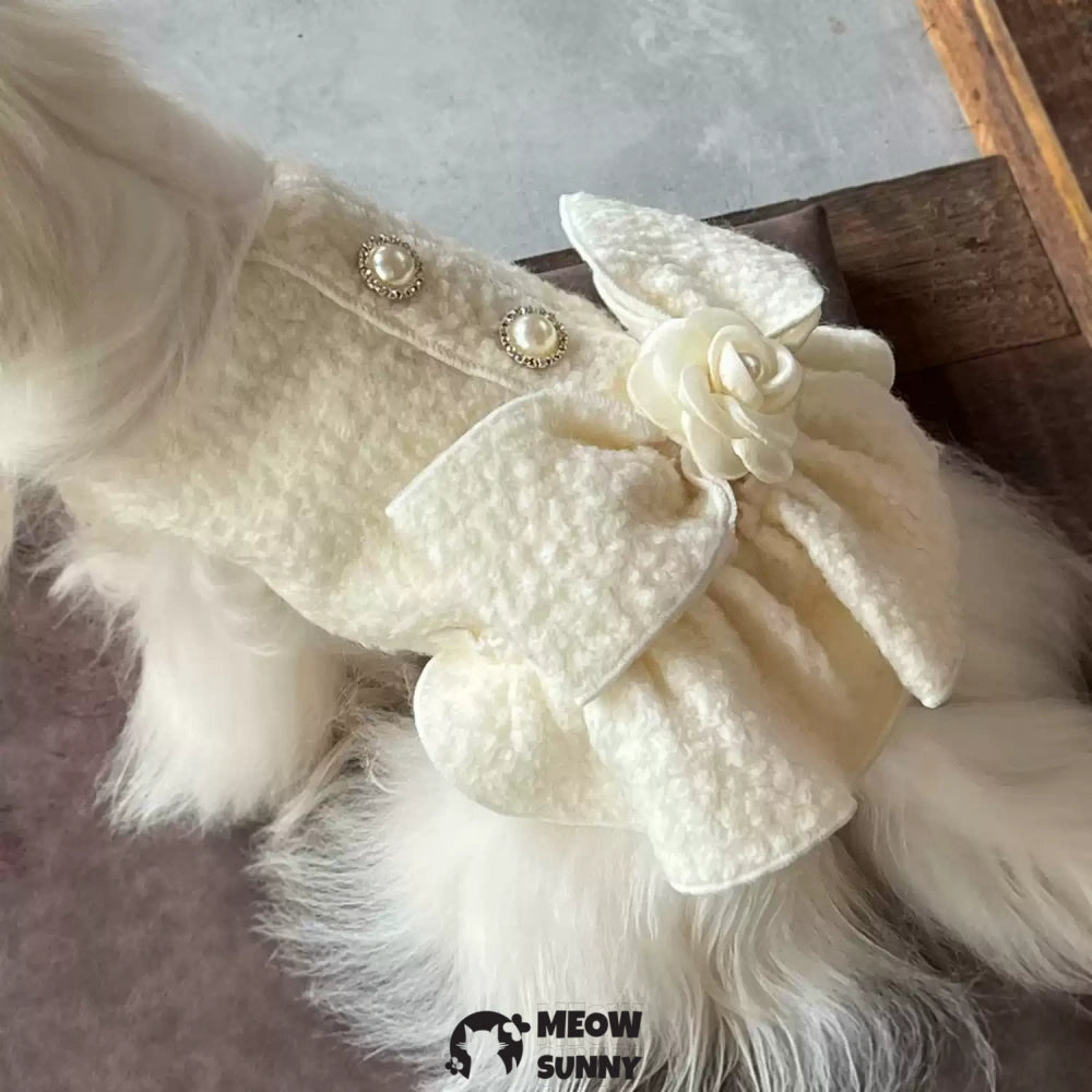 Tweed fabric puppy warm dress Bichon Maltese autumn and winter dress
