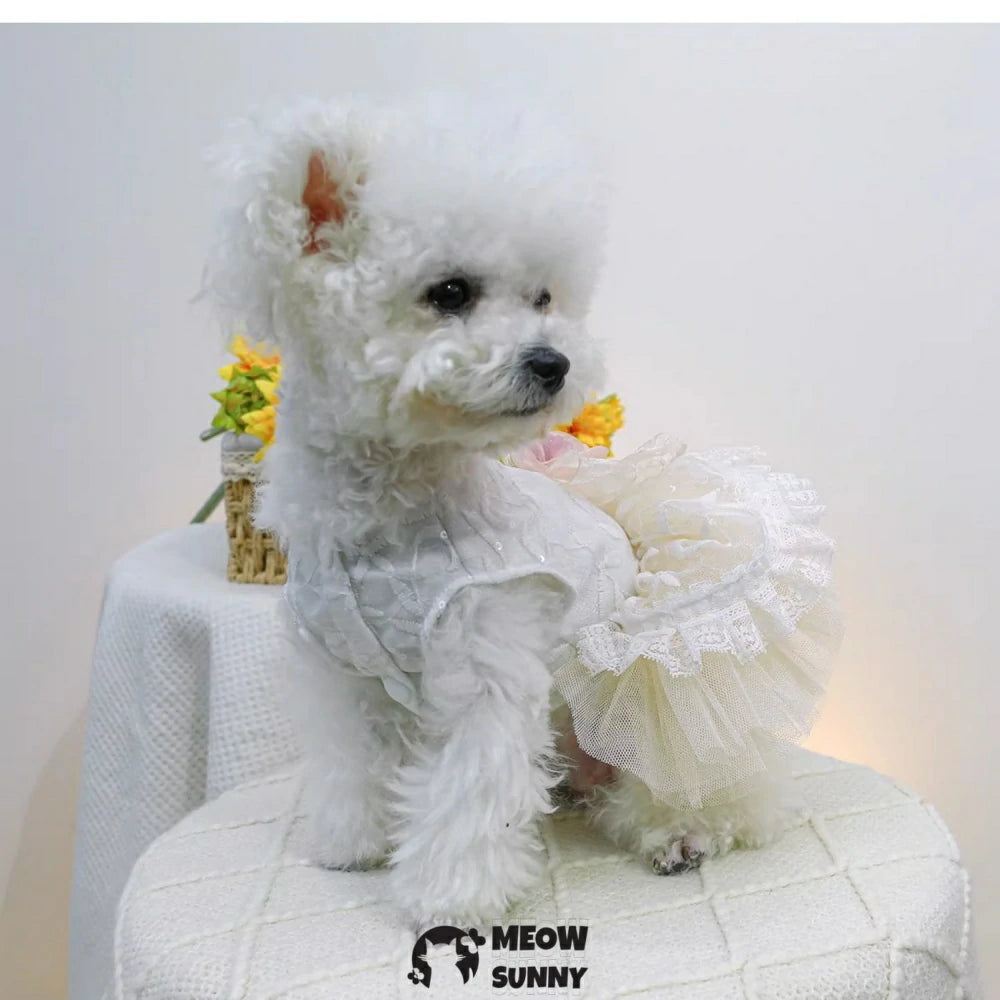 Vintage Flower Pet Clothes Dog Wedding Princess Dress