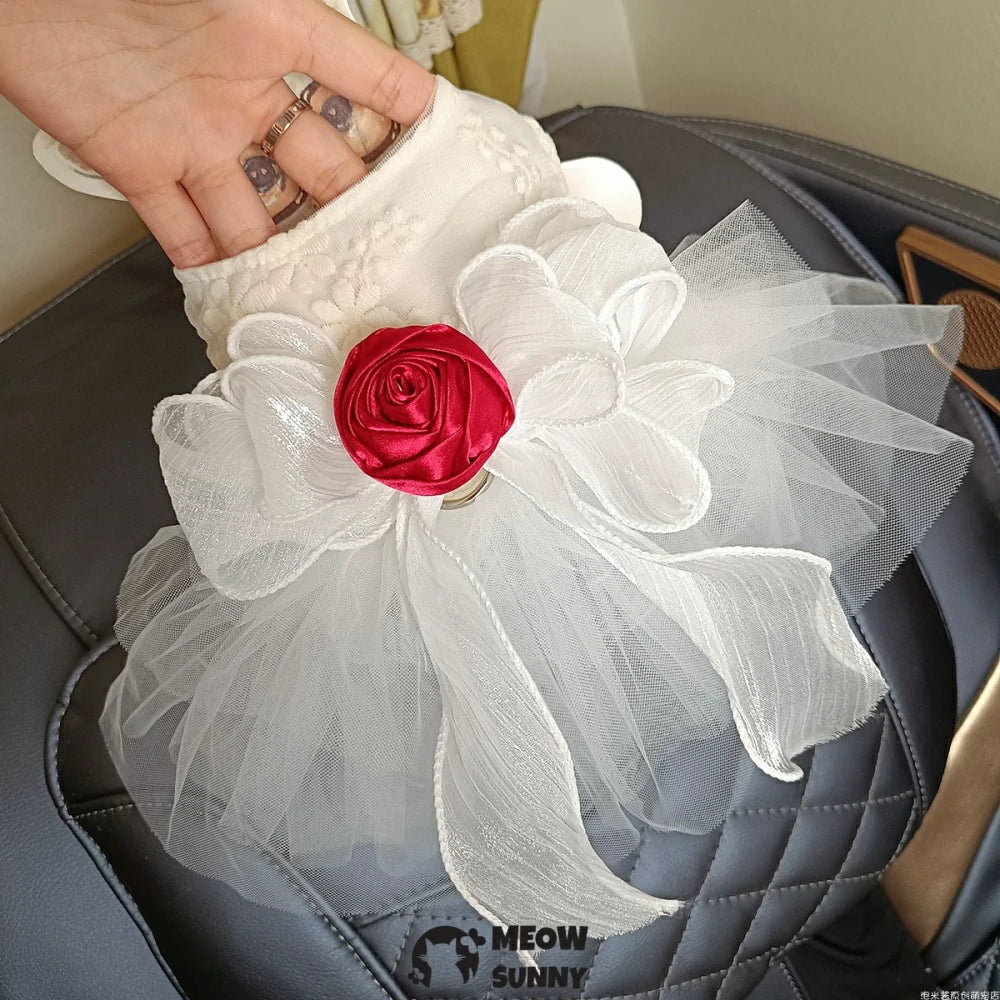 Vintage Flower Pet Clothes Dog Wedding Princess Dress