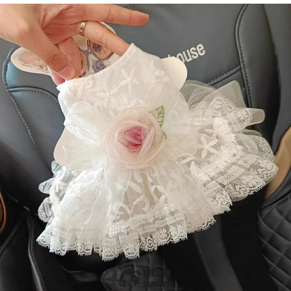 Vintage Flower Pet Clothes Dog Wedding Princess Dress