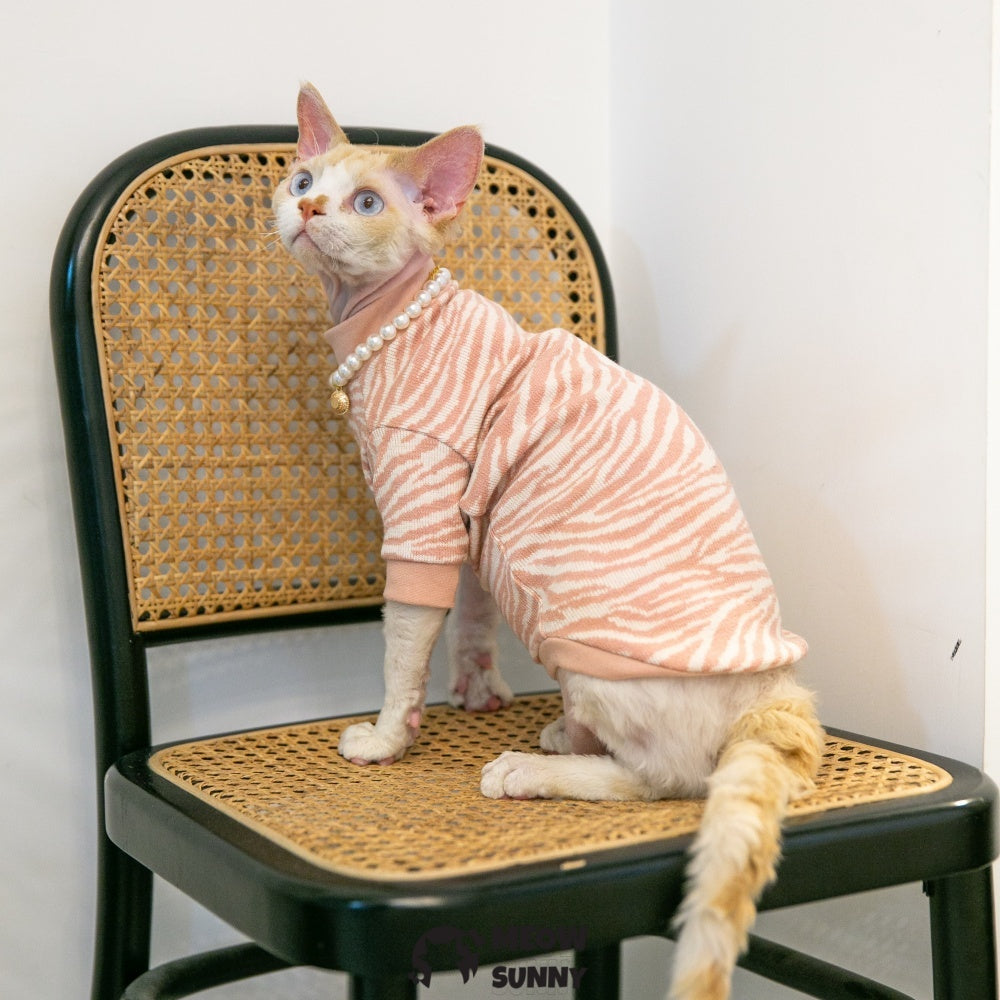Vintage Stripes Sphynx Hairless Cat Cotton T-Shirts Pet Clothes